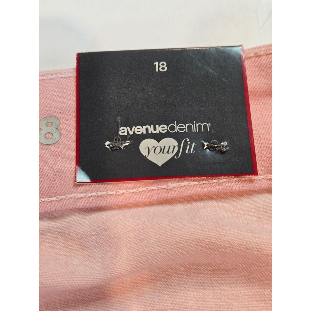 Avenue Women's Denim‎ Cropped Wide Leg Capri Jeans with Slits Pink Size 18 - Picture 3 of 13